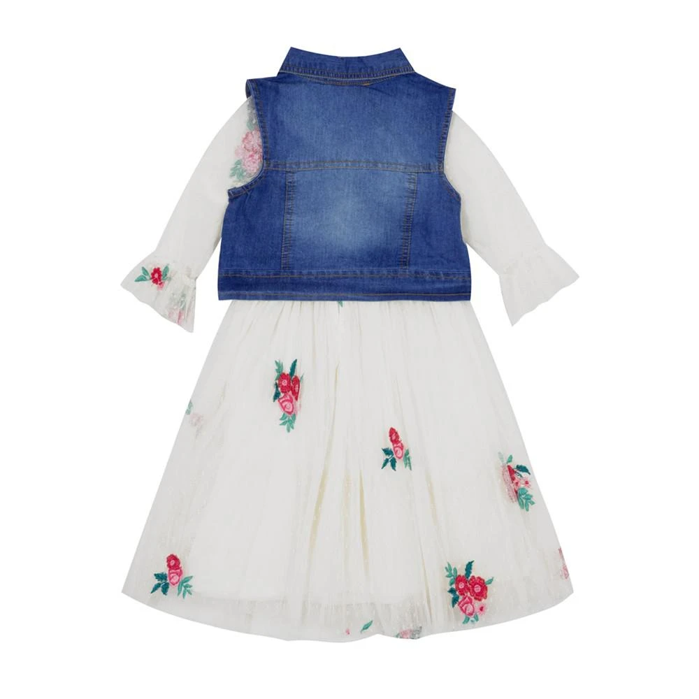 商品Rare Editions|Toddler Girls Denim Vest to Embroidered Mesh Dress,价格¥216,第5张图片详细描述