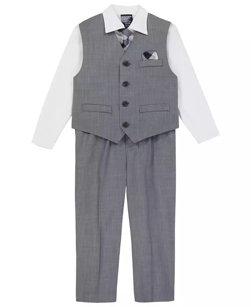 商品Nautica|Baby Boys Deco Sharkskin Vest, 4-Piece Set,价格¥175,第1张图片