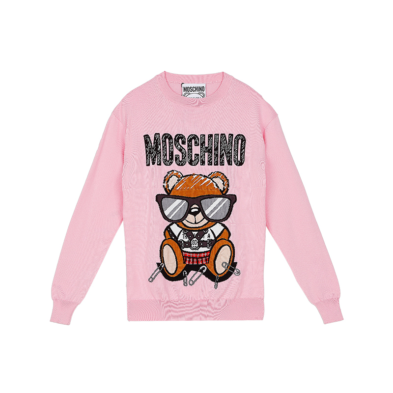 MOSCHINO/莫斯奇诺 女士棉质粉色泰迪熊长袖针织套衫 09305501 A1224 （清仓特价）商品第2张图片规格展示