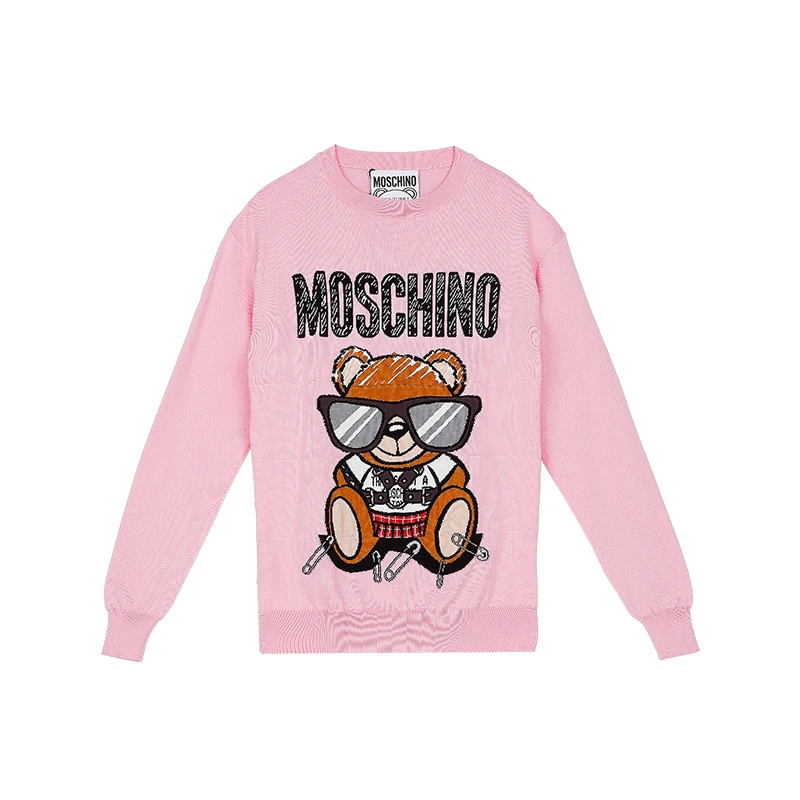 MOSCHINO/莫斯奇诺 女士棉质粉色泰迪熊长袖针织套衫 09305501 A1224 （清仓特价） 商品