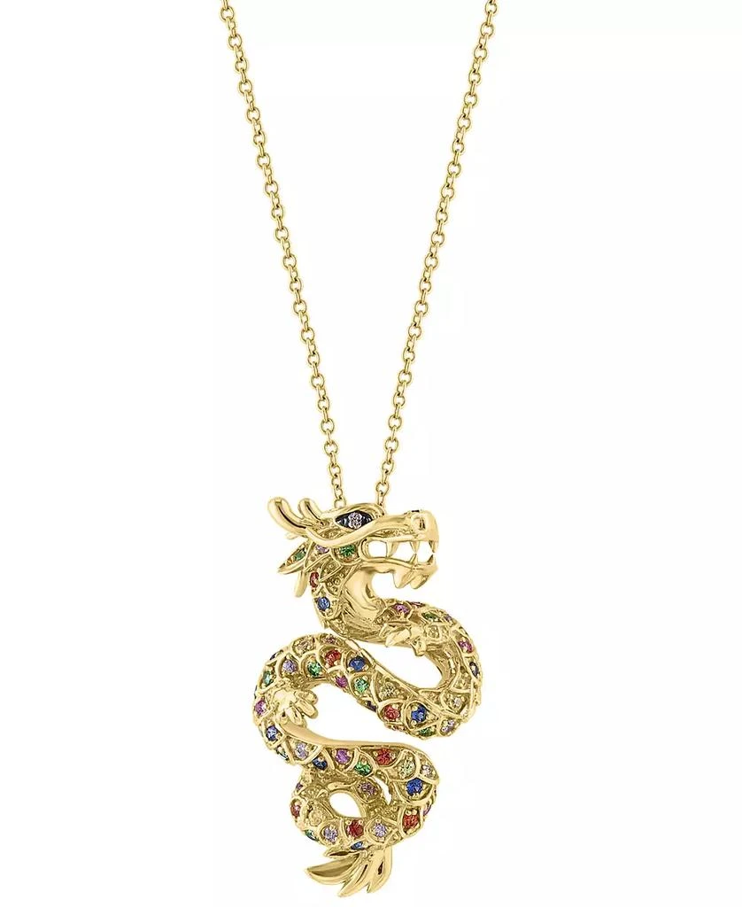 商品Effy|EFFY® Multi-Gemstone (5/8 ct. t.w.) & Diamond Accent Dragon 18" Pendant Necklace in 14k Gold,价格¥9550,第1张图片