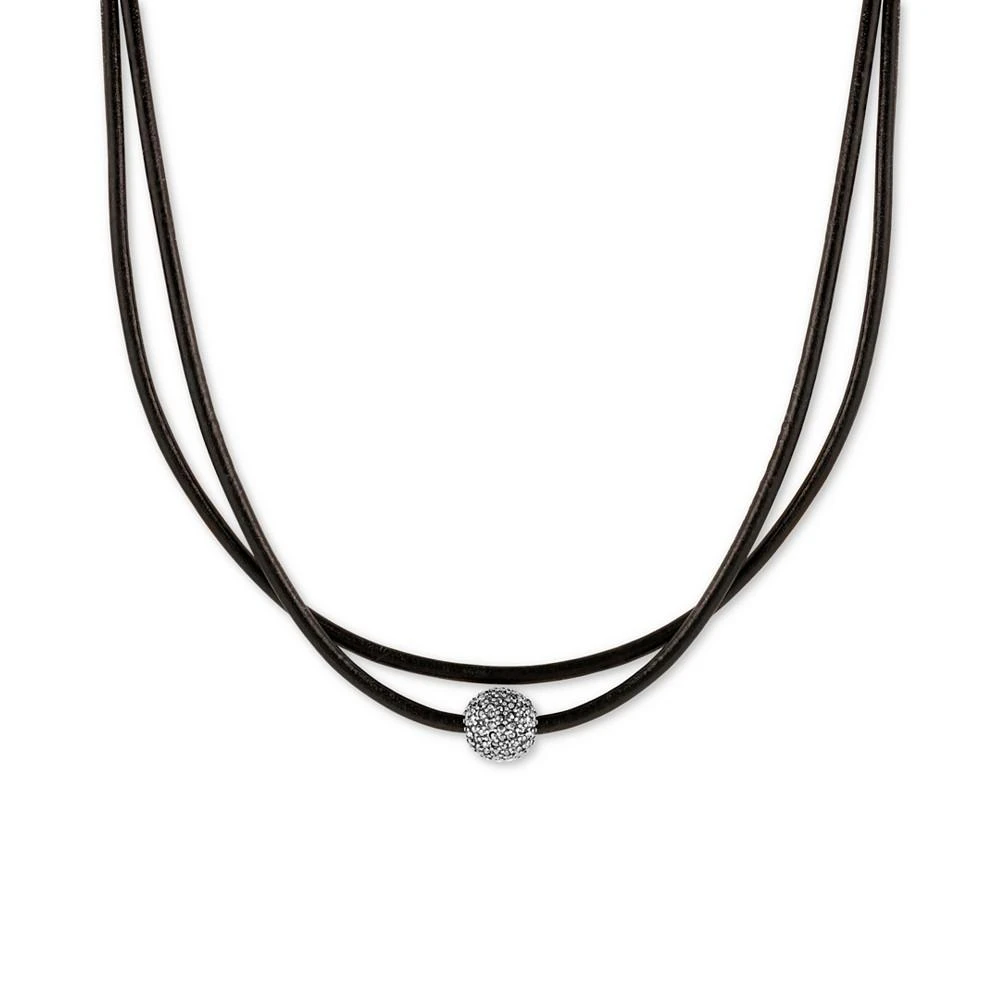 商品Lucky Brand|Silver-Tone Black Leather Crystal Choker Necklace,价格¥212,第2张图片详细描述