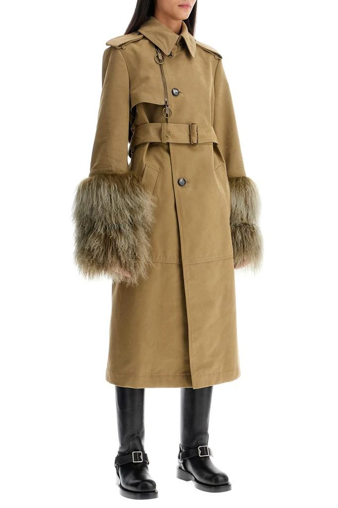 商品Burberry|long trench coat with shearling cuffs,价格¥15224,第2张图片详细描述