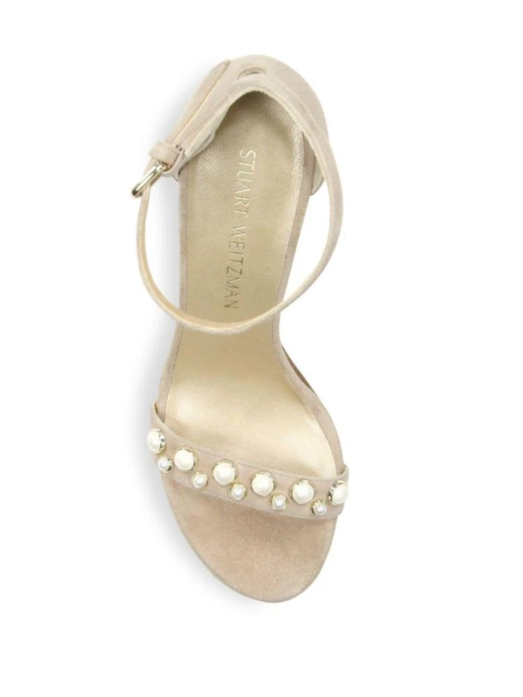 商品Stuart Weitzman|Morepearls Studded Suede Block Heel Sandals,价格¥1365,第4张图片详细描述