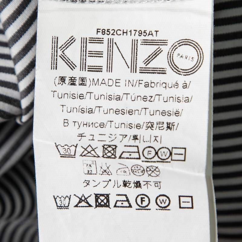 Kenzo Grey Striped Cotton Hem Tie Detail Button Front Shirt XL商品第5张图片规格展示