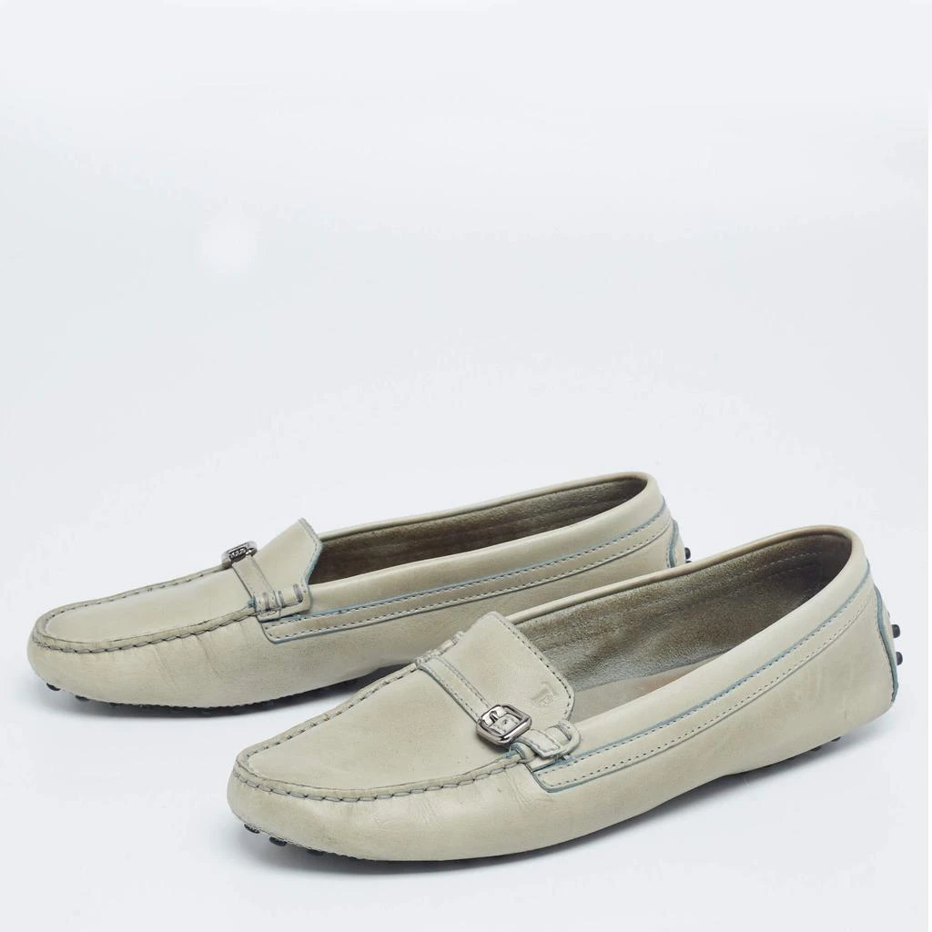 商品[二手商品] Tod's|Tod's Olive Green Leather Slip On Loafers Size 39.5,价格¥913,第2张图片详细描述