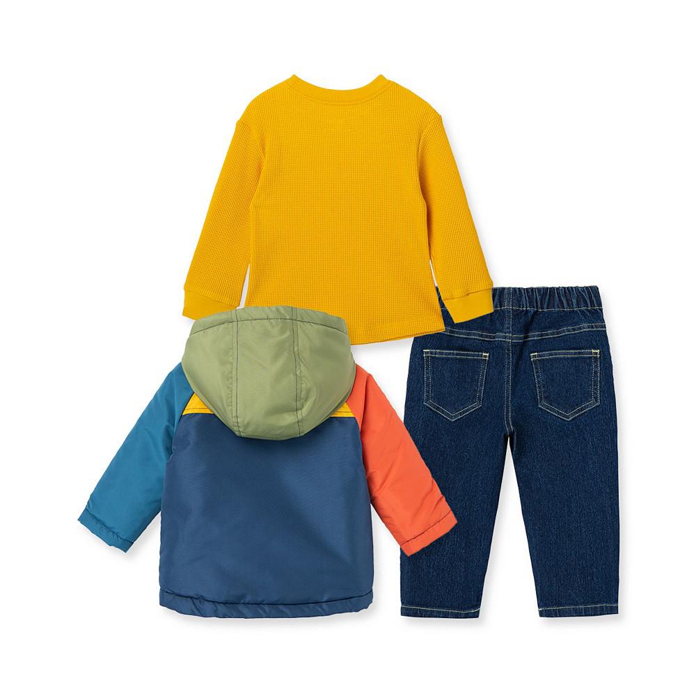 Baby Boys Colorblock Jacket, T-shirt and Jeans, 3-Piece Set商品第2张图片规格展示