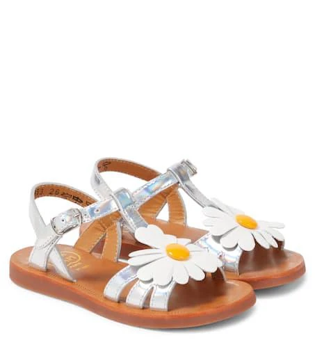 商品Pom d'Api|Plagette Big Flo metallic leather sandals,价格¥681,第1张图片