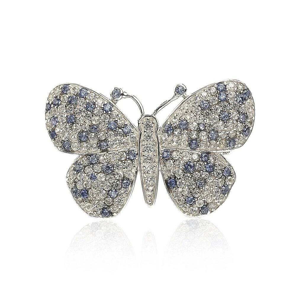 商品Suzy Levian|Sterling Silver Sapphire & Diamond Accent Butterfly Pendant Brooch,价格¥3807,第3张图片详细描述