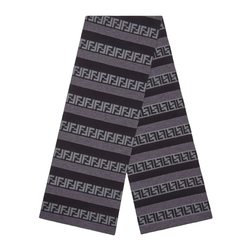 商品[国内直发] Fendi|FENDI 男士黑灰拼色围巾 FXS124-AH84-F13C0,价格¥3515,第1张图片