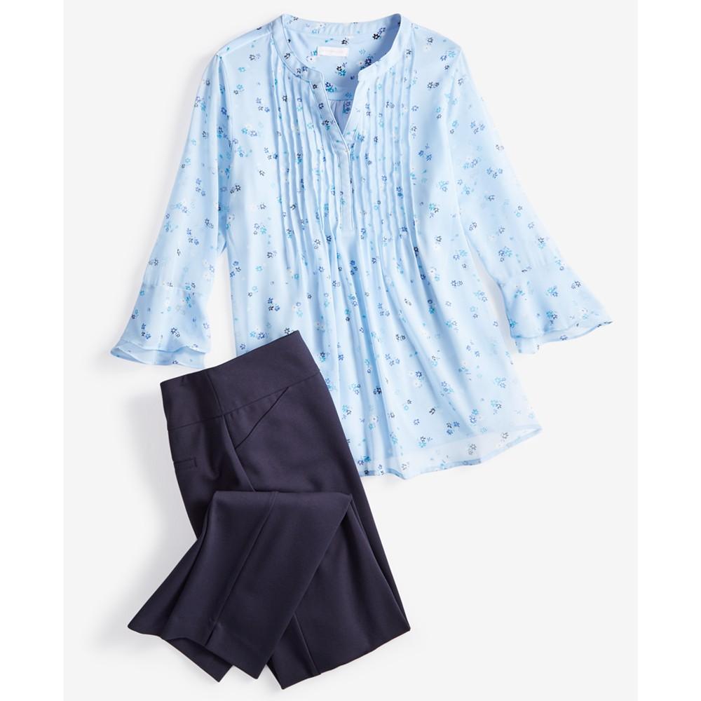 Women's Pleated Bell-Sleeve Top, Created for Macy's商品第3张图片规格展示