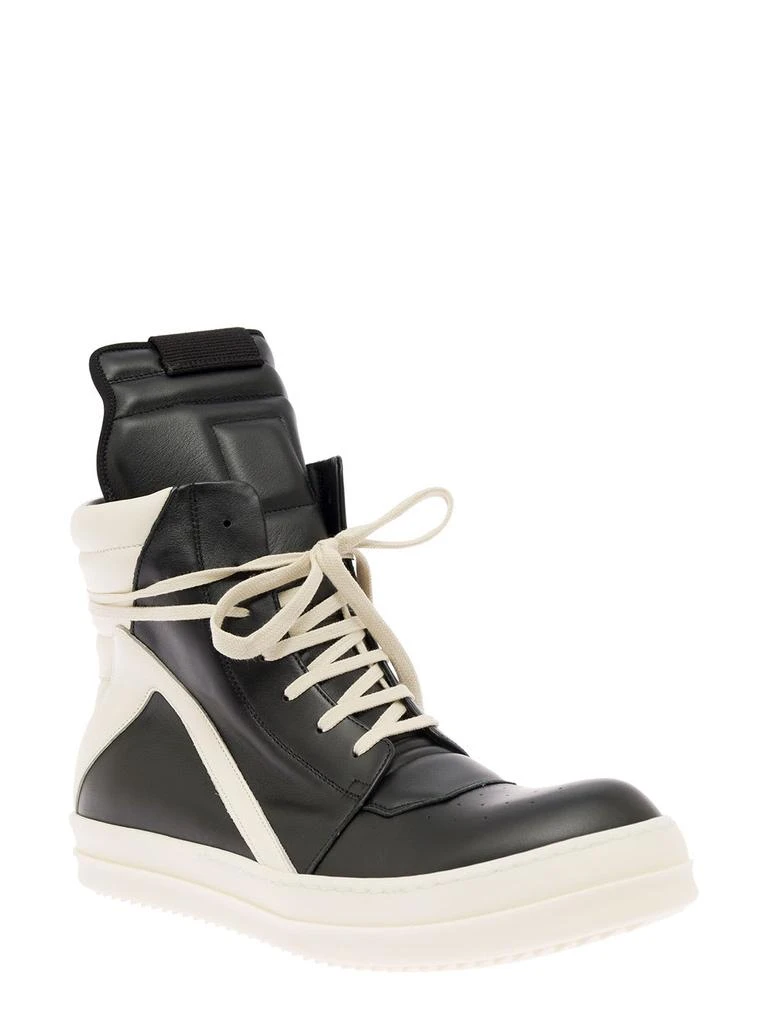 商品Rick Owens|Rick Owens Mans Geobasket White And Black Leather Sneakers,价格¥6325,第2张图片详细描述