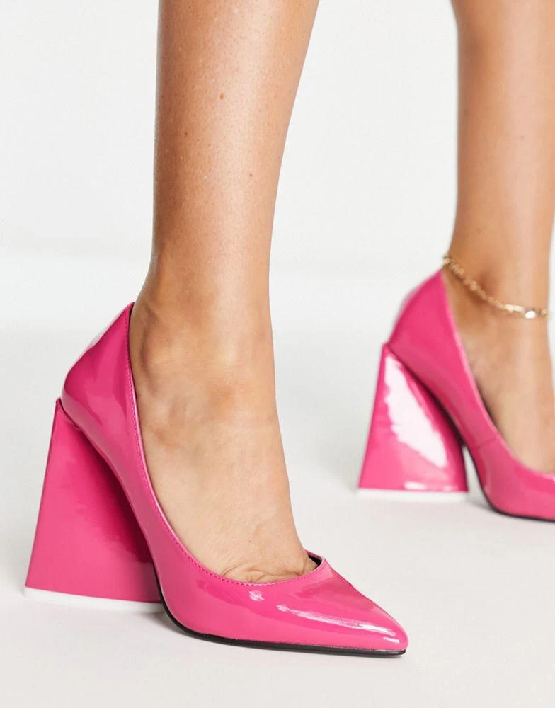 商品ego|Ego As I Am statement block heel shoes in hot pink patent,价格¥137,第2张图片详细描述