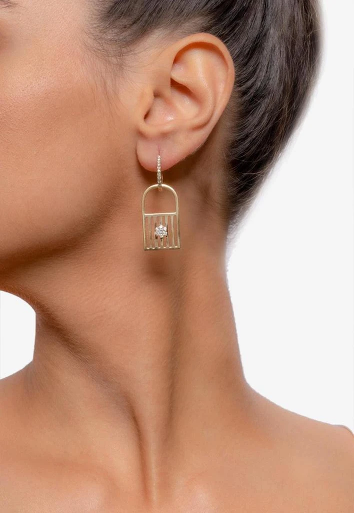 商品Djihan|Unlock My Heart Diamond Paved Earrings in 18-karat Yellow Gold,价格¥32486,第2张图片详细描述