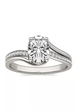 商品Charles & Colvard|Colvard Charles Colvard 1.60 Ct. T.w. Lab Created Oval Moissanite Bypass Engagement Ring In 14K Gold,价格¥8160,第1张图片