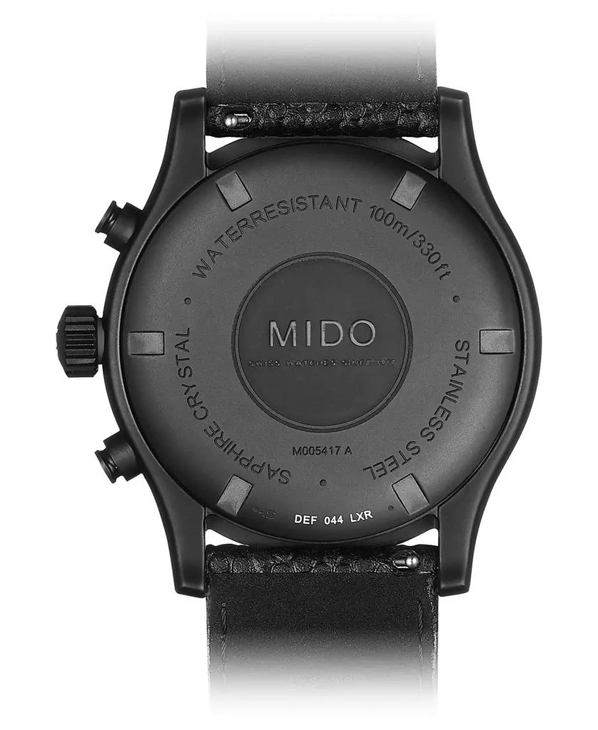 商品MIDO|Men's Swiss Chronograph Multifort Black Leather Strap Watch 42mm,价格¥6601,第3张图片详细描述