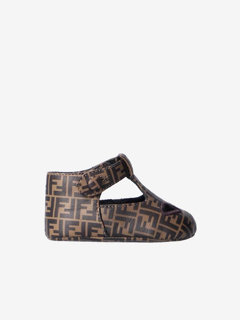 商品Fendi|Fendi Baby Leather FF Logo Sandals in Brown,价格¥2861,第1张图片