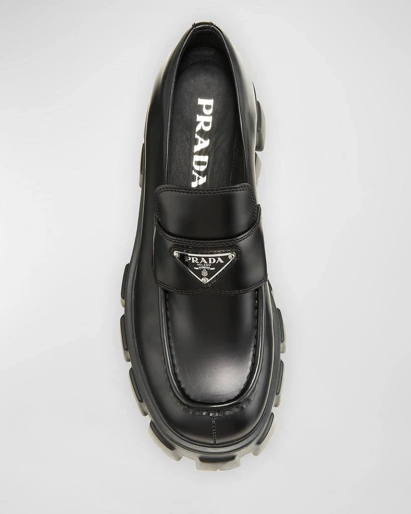 商品Prada|Monolith Leather Logo Platform Loafers,价格¥9938,第5张图片详细描述