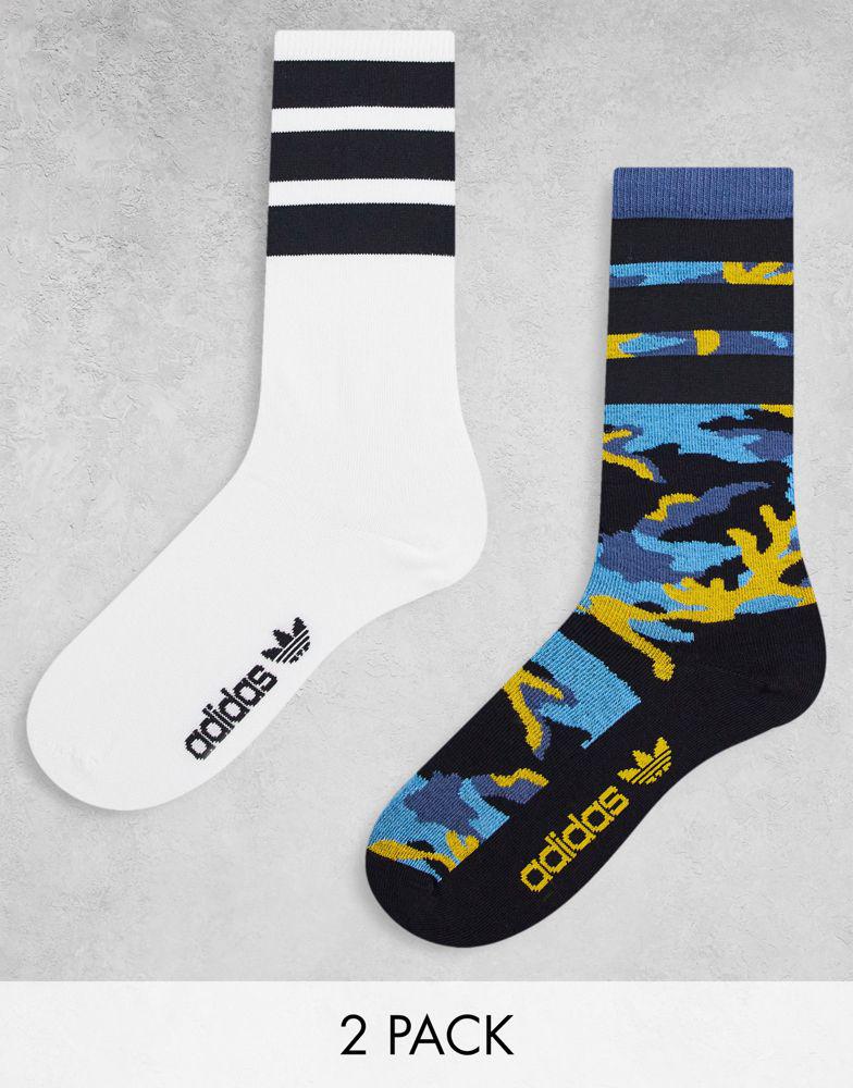 adidas Originals graphics logo 2 pack crew socks in multi商品第1张图片规格展示