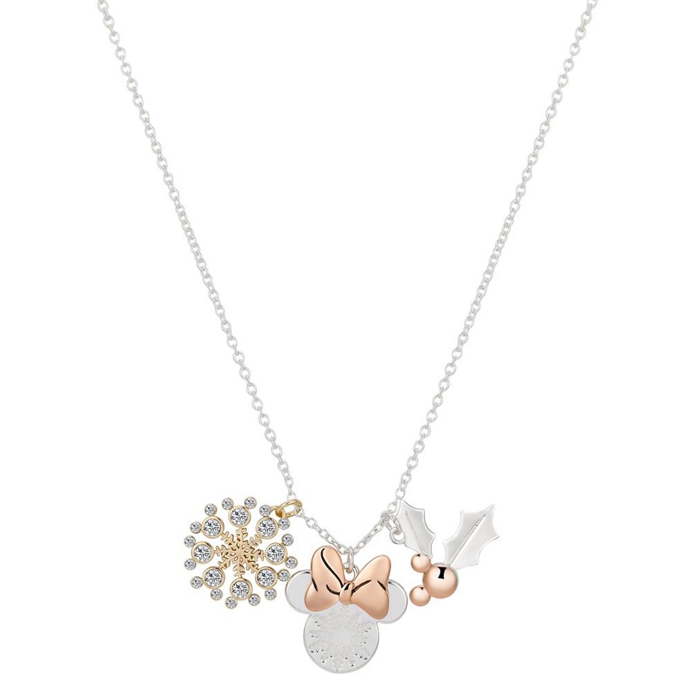 Crystal Minnie Mouse Charm Pendant Necklace (0.10 ct.t.w. / 0.01 ct.t.w.) in 14K Gold Flash Plated Set 3 Piece商品第1张图片规格展示