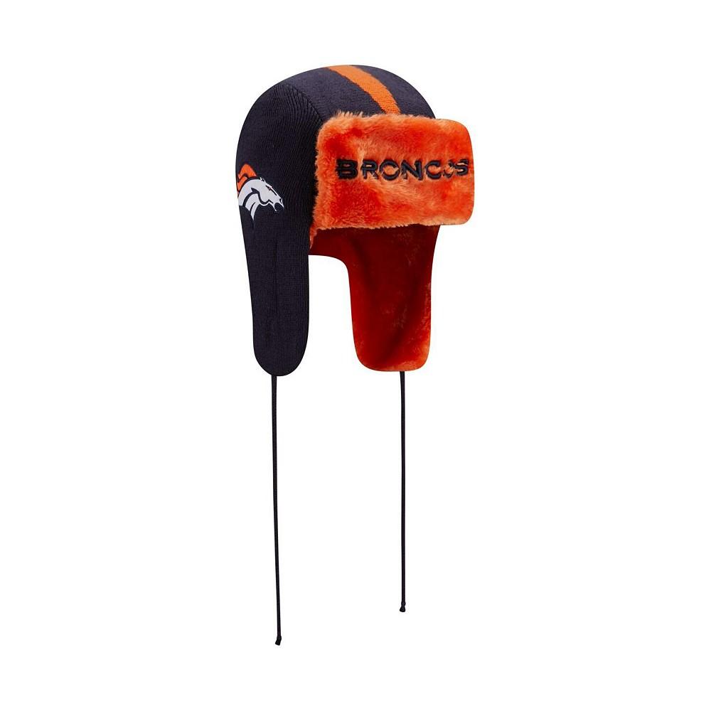 Men's Navy Denver Broncos Helmet Head Trapper Knit Hat商品第2张图片规格展示