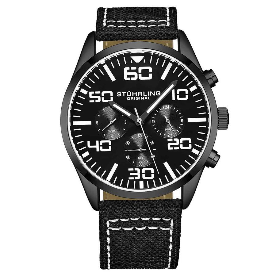 商品Stuhrling Original|Aviator Black Dial Mens Watch M15930,价格¥554,第1张图片
