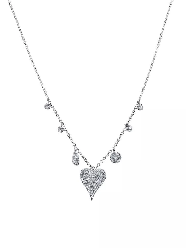 商品Meira T|14K White Gold & 0.3 TCW Diamond Heart Charm Necklace,价格¥9011,第1张图片