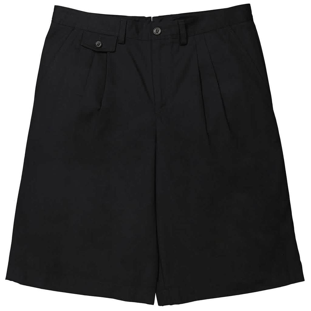 Black Icon Stripe Detail Cotton Twill Tailored Shorts商品第1张图片规格展示