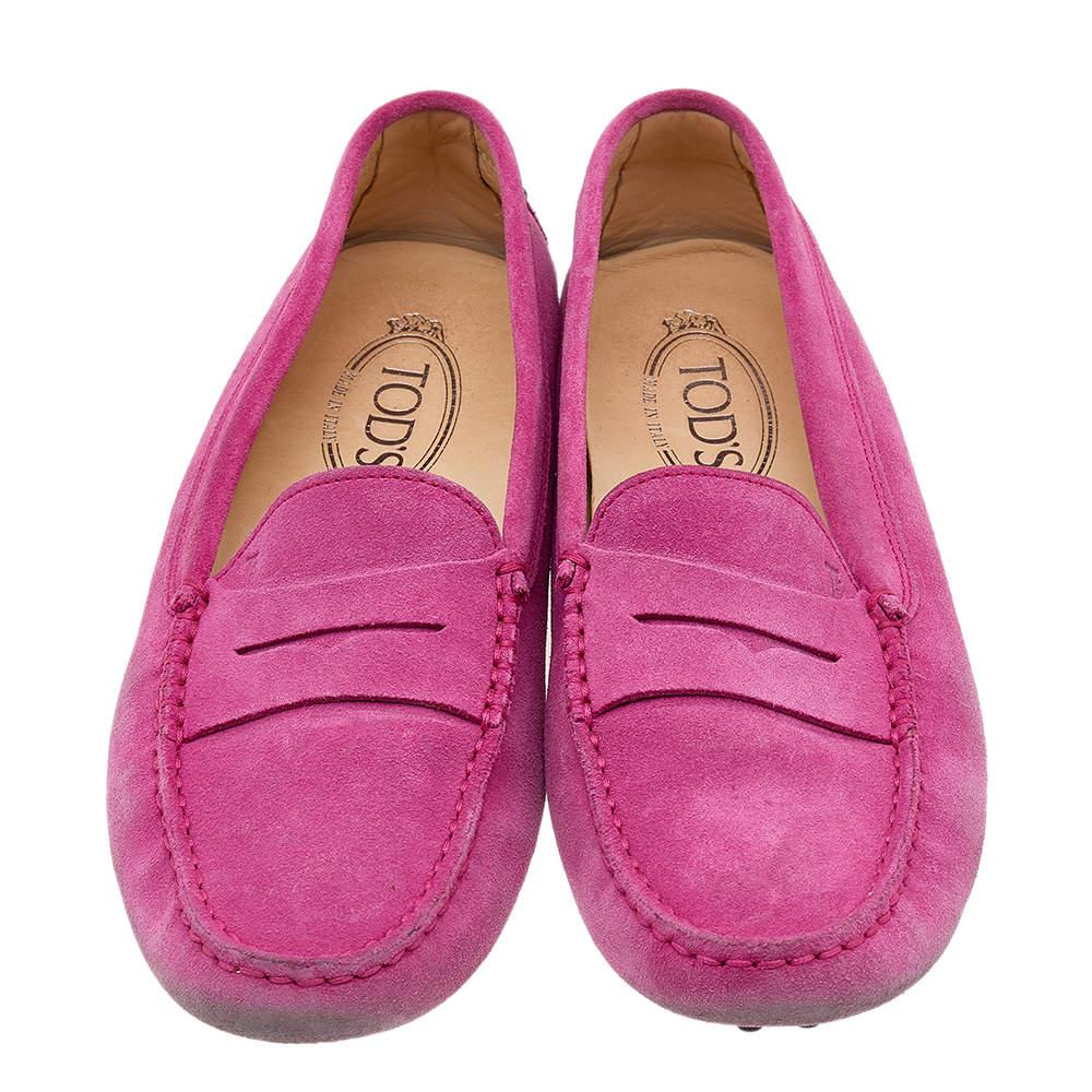 Tod's Pink Suede Penny Slip Loafers Size 39商品第3张图片规格展示