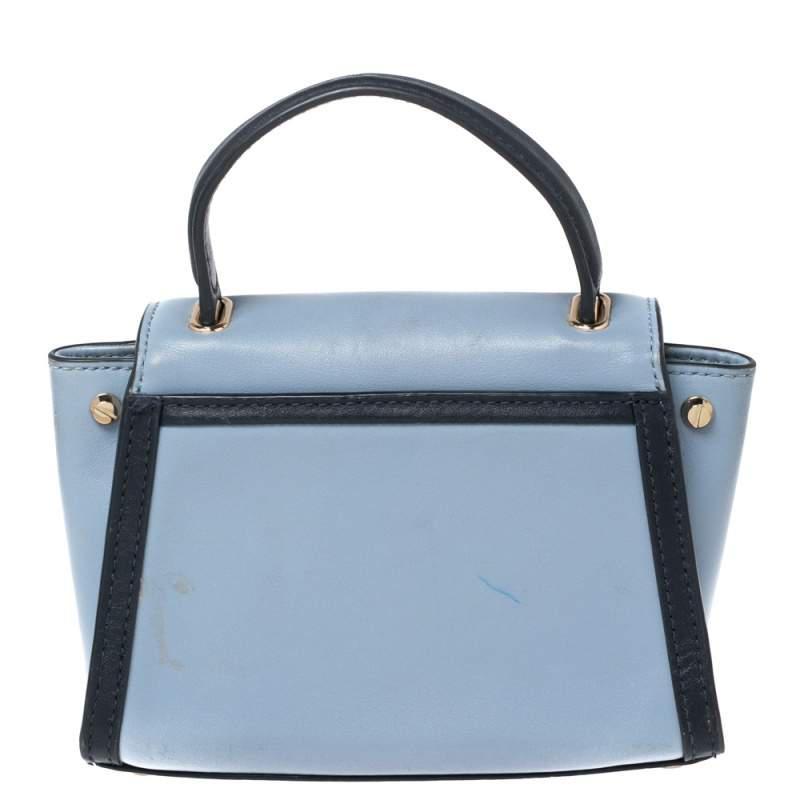 商品[二手商品] Michael Kors|Michael Kors Two Tone Blue Leather Mini Whitney Top Handle Bag,价格¥1182,第6张图片详细描述