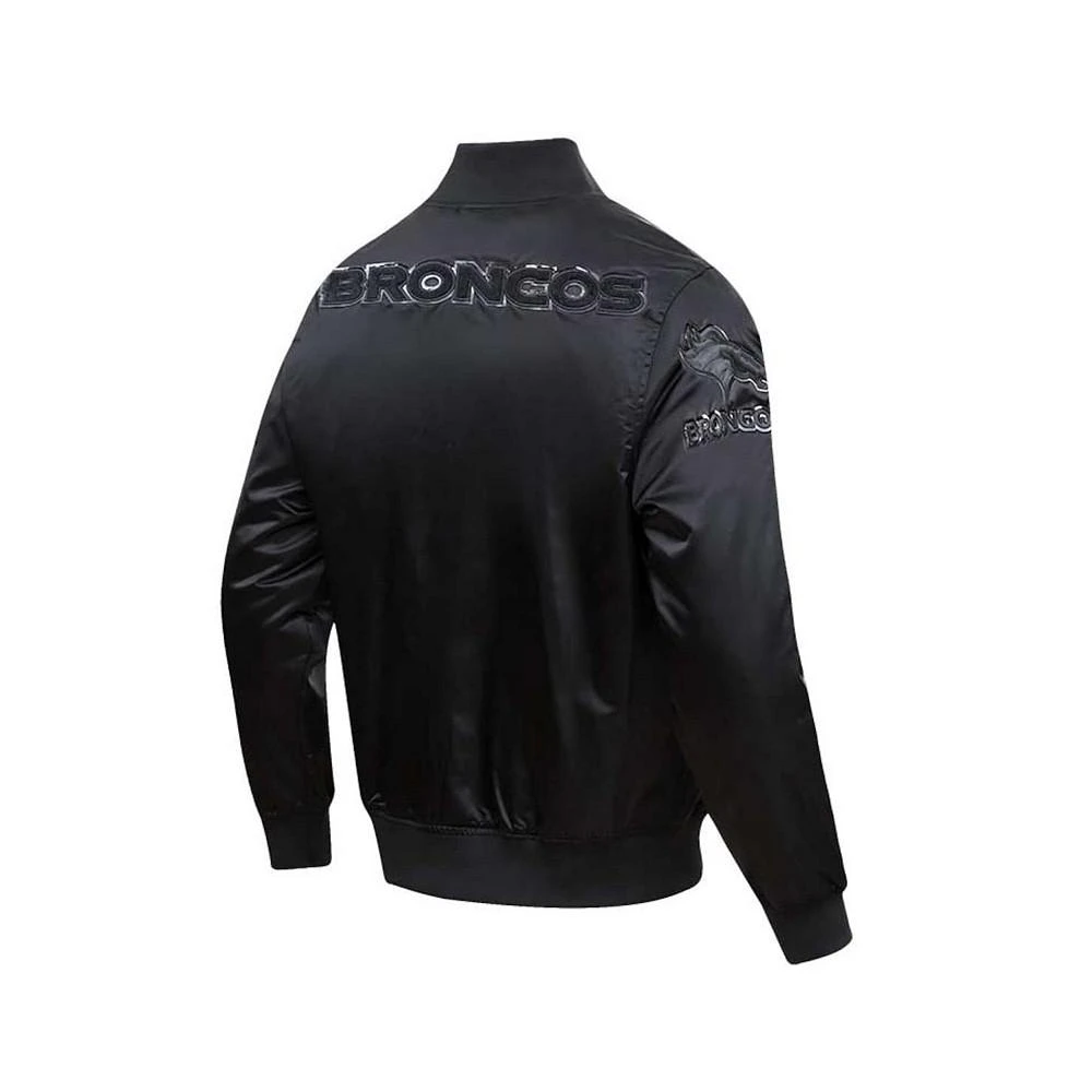 商品Pro Standard|Men's Denver Broncos Triple Black Satin Full-Snap Varsity Jacket,价格¥1120,第2张图片详细描述