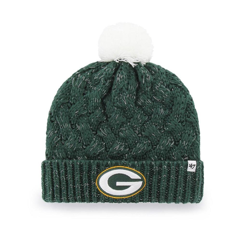 商品47 Brand|Women's Green Green Bay Packers Fiona Logo Cuffed Knit Hat with Pom,价格¥208,第1张图片