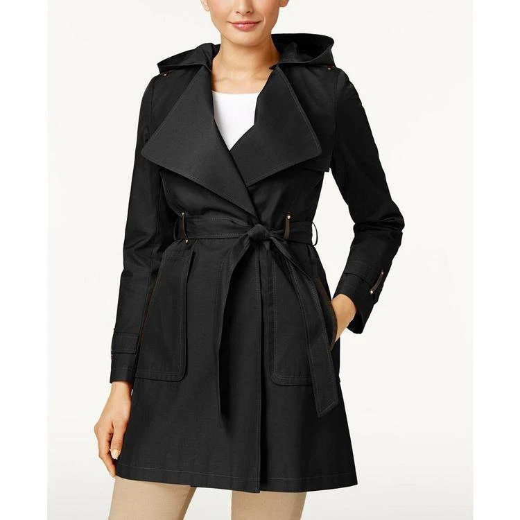 商品Via Spiga|Hooded Water-Resistant Asymmetrical Draped Coat,价格¥748,第1张图片