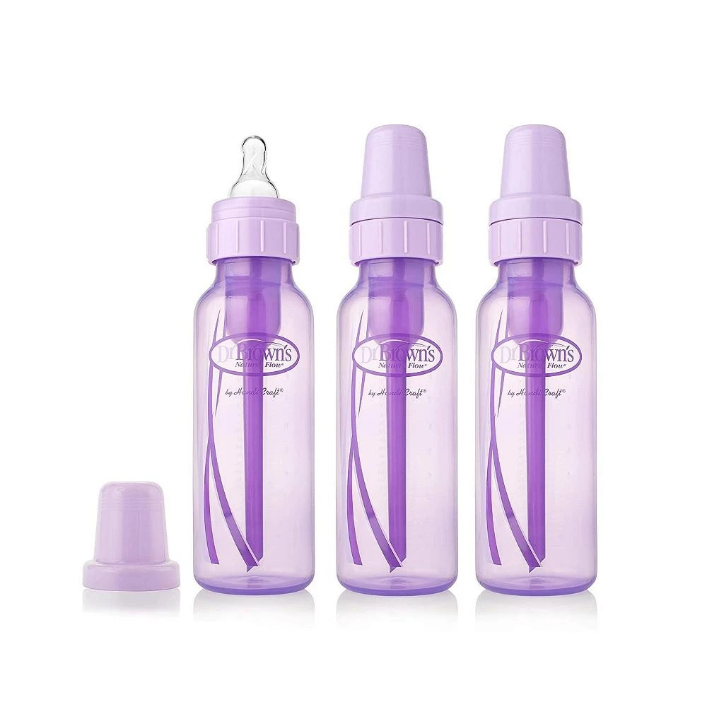 商品Dr. Browns|Natural Flow Anti-Colic Baby Bottles, Pink and Lavender, 8oz, 6 Pack,价格¥354,第3张图片详细描述