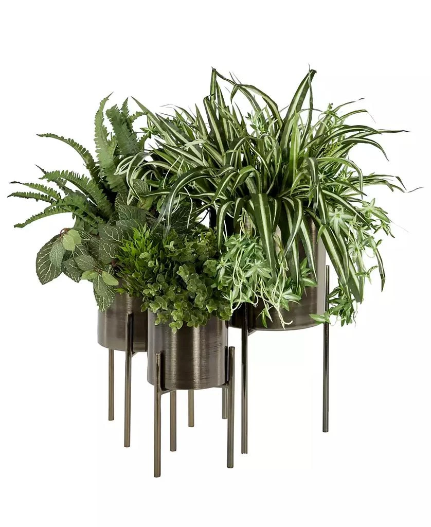 商品Rosemary Lane|Contemporary Style Large Round Metal Planters in Stands, Set of 3,价格¥707,第4张图片详细描述