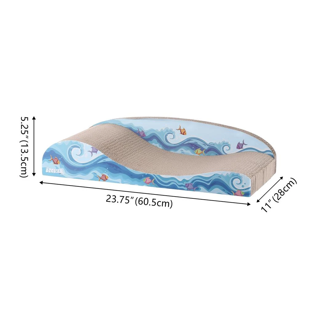 商品THE LICKER STORE|Kokomo 23.75" Coastal Cardboard Lounge Bed Cat Scratcher with Catnip, Blue,价格¥366,第5张图片详细描述