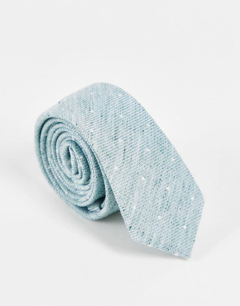 商品ASOS|ASOS DESIGN slim tie with texture and polka dot detail in mint,价格¥58,第4张图片详细描述