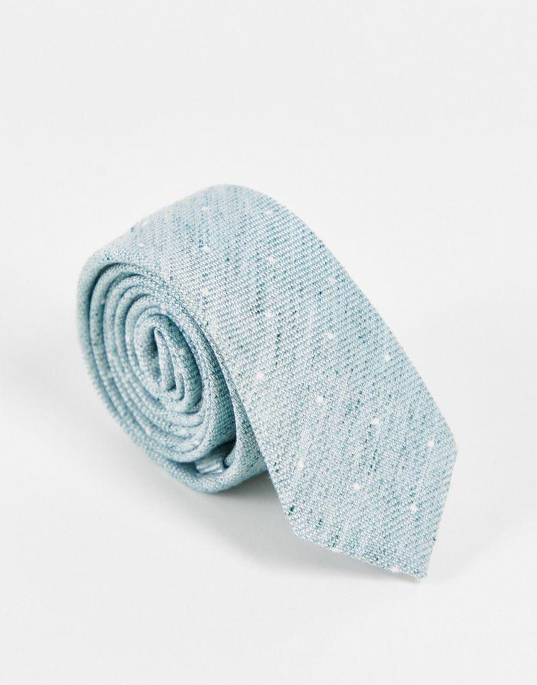 商品ASOS|ASOS DESIGN slim tie with texture and polka dot detail in mint,价格¥57,第6张图片详细描述
