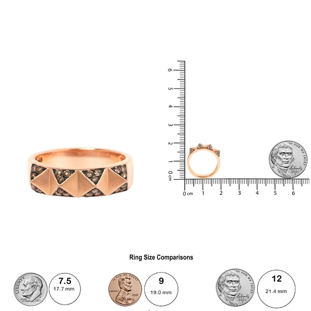 14K Rose Gold 1/4 Cttw Brown Diamond Pyramid Band Ring- Size 7 商品