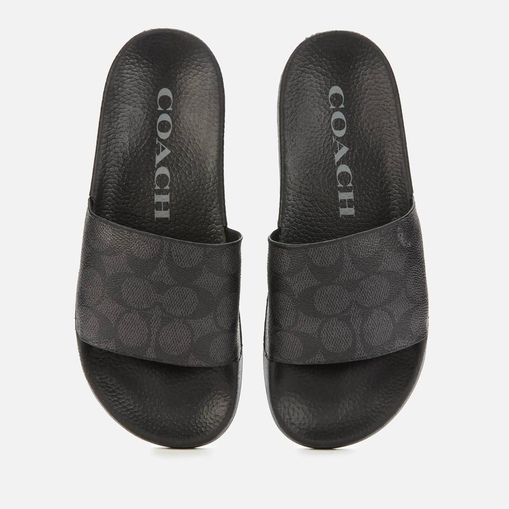 商品Coach|Coach Women's Udele Coated Canvas Slide Sandals - Charcoal/Black,价格¥708,第1张图片