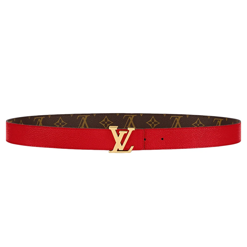 商品Louis Vuitton|预订款2-3周 Louis Vuitton/路易威登 女士Monogram帆布和亮红色小牛皮金扣30毫米双面腰带M0322U,价格¥3932,第1张图片