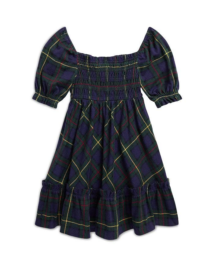 商品Ralph Lauren|Girls' Plaid Smocked Cotton Jersey Dress - Little Kid, Big Kid,价格¥358,第4张图片详细描述