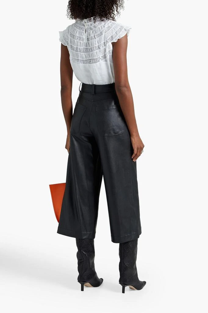 商品FRAME|Shirred lace-trimmed ramie top,价格¥354,第1张图片