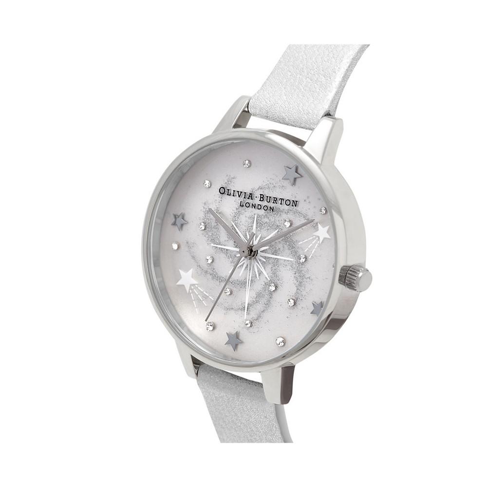 Women's Celestial Silver-Tone Leather Strap Watch, 34mm商品第2张图片规格展示