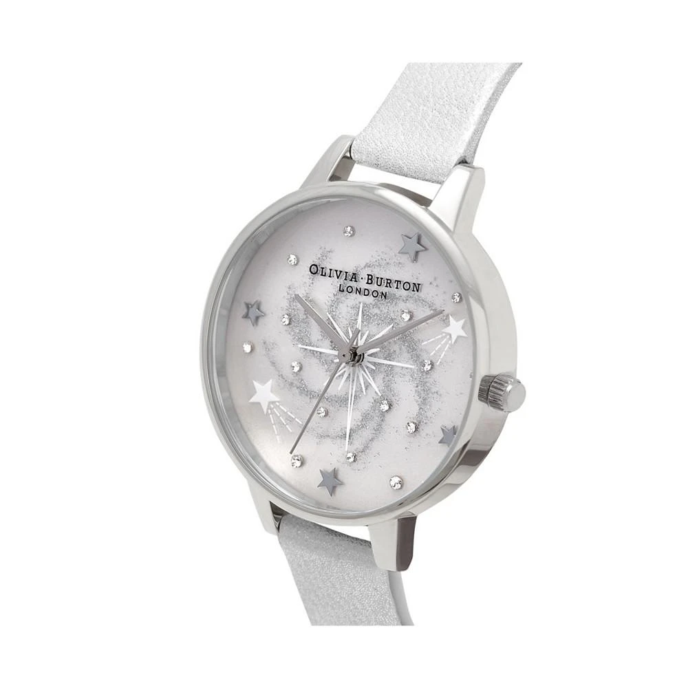 商品Olivia Burton|Women's Celestial Silver-Tone Leather Strap Watch, 34mm,价格¥524,第2张图片详细描述