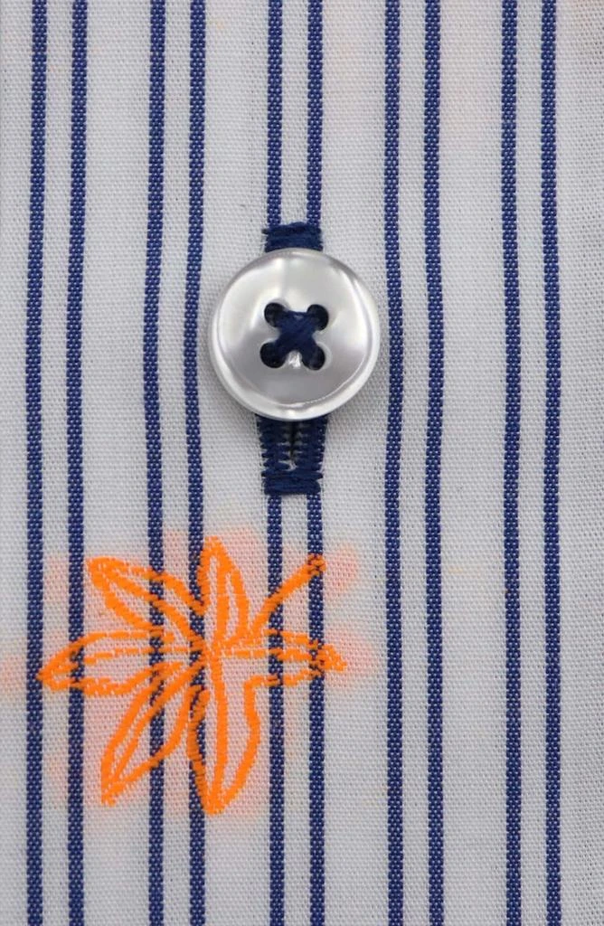 商品Lorenzo Uomo|Trim Fit Stripe Neon Embroidery Dress Shirt,价格¥269,第3张图片详细描述