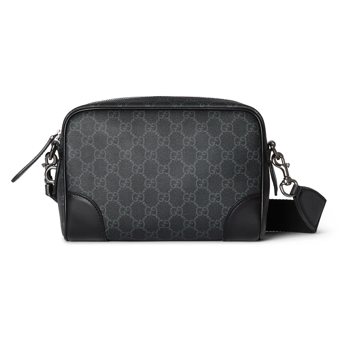 商品Gucci|【预售】 古驰 24秋冬 男士 单肩包 GG EMBLEM系列小号斜挎包 821155 FAED4 1000,价格¥14906,第1张图片