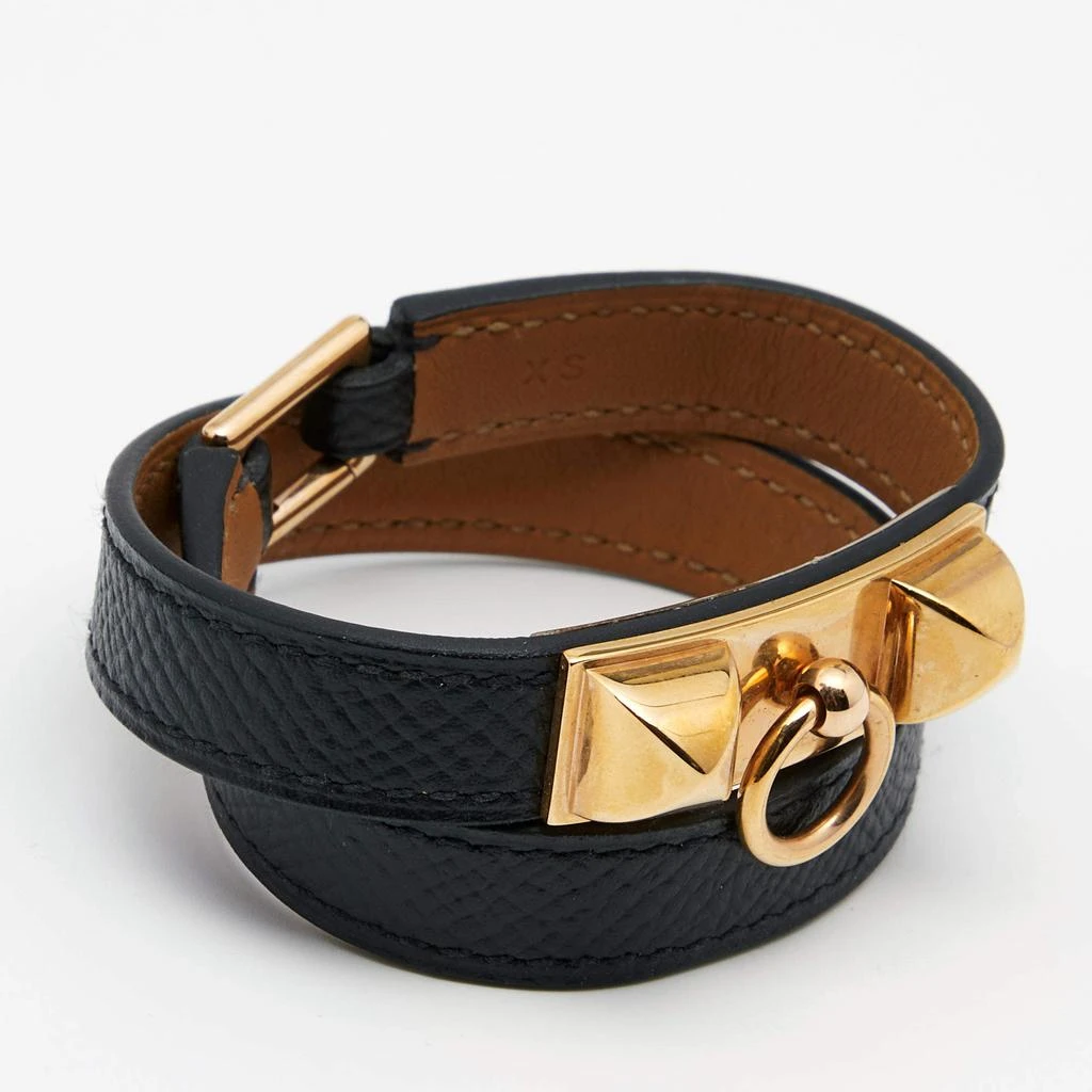 商品[二手商品] Hermes|Hermes Rivale Black Leather Double Tour Bracelet XS,价格¥3297,第3张图片详细描述