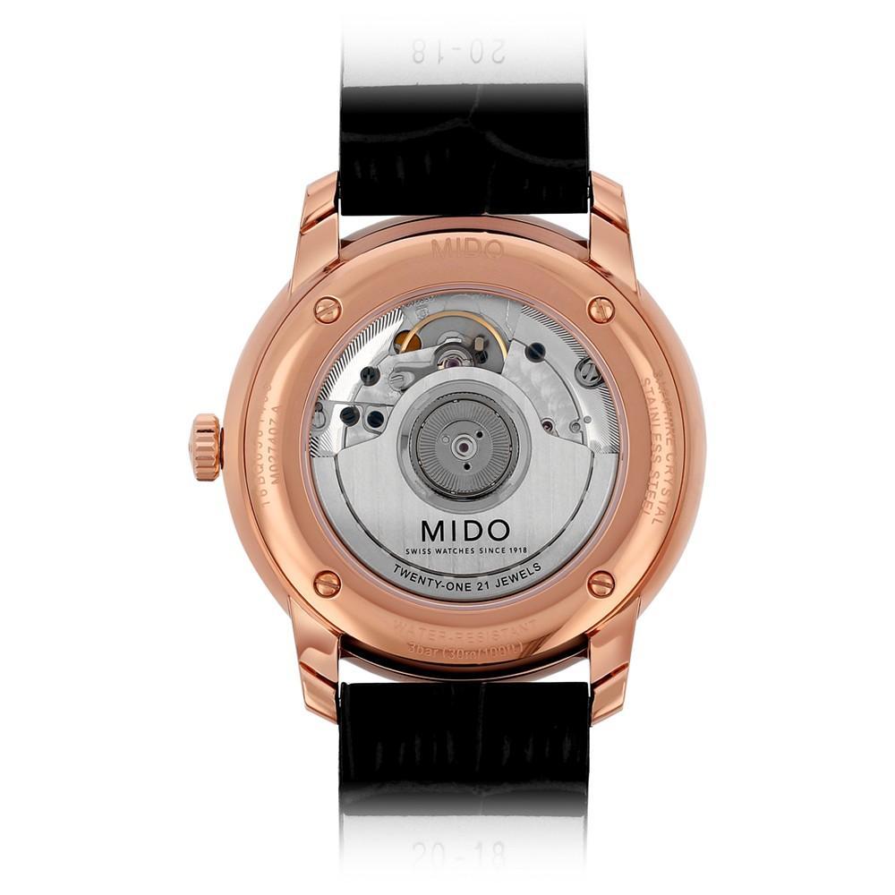 商品MIDO|Men's Swiss Automatic Baroncelli III Heritage Black Leather Strap Watch 39mm,价格¥8195,第5张图片详细描述