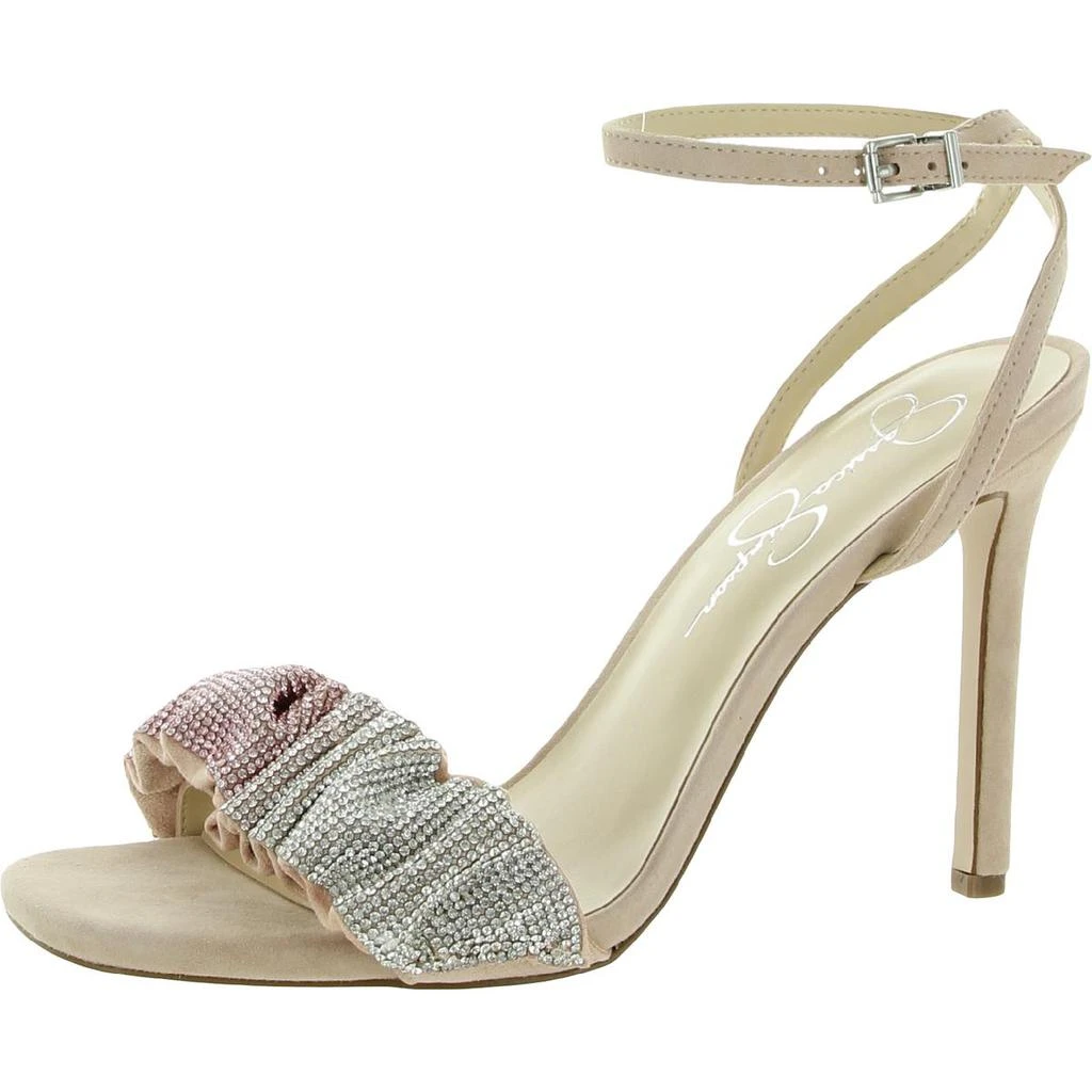 商品Jessica Simpson|Jessica Simpson Womens Owina Ruffled Rhinestone Dress Sandals,价格¥70,第1张图片